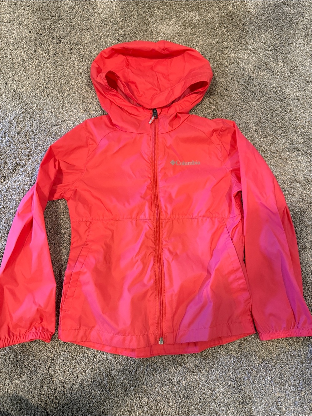 Columbia Girls Hooded Rain Jacket - bright pink